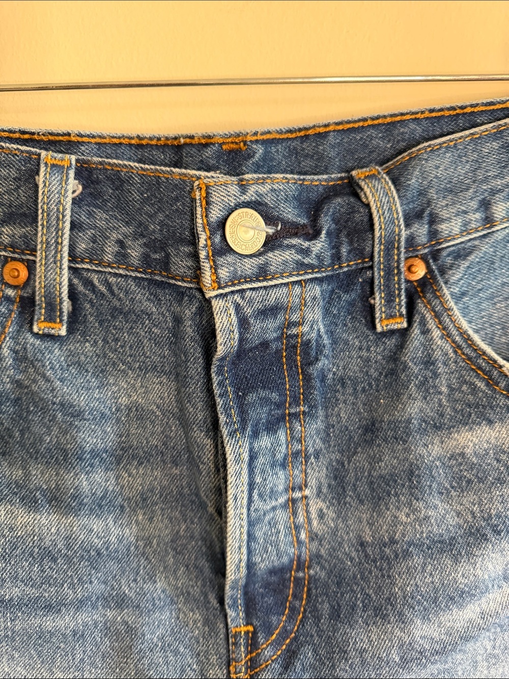 Levi's Distressed Blue Denim Cutoff Shorts - Picture 5 of 7